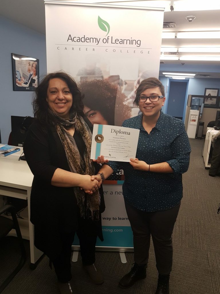 Recent graduate at Academy of Learning Career College Downtown Pape Campus