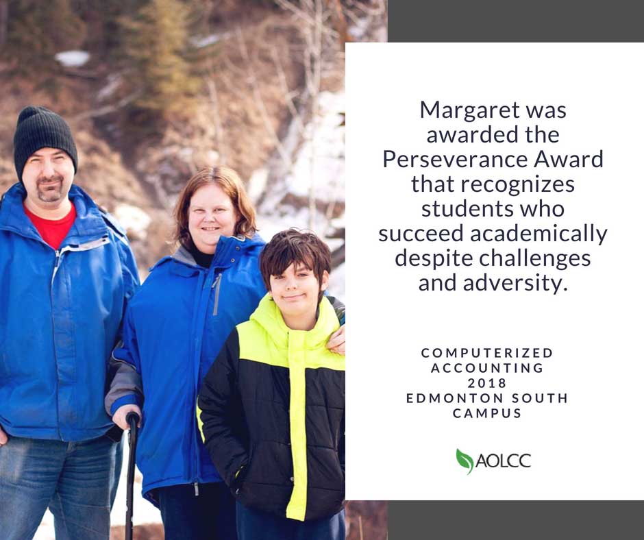 Margaret was awarded the Perseverance Award that recognizes students who succeed academically despite challenges and adversity
