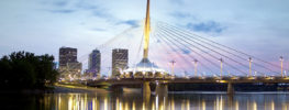 Esplanade Riel bridge Winnipeg skyline