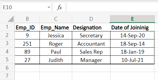 Example of VLOOKUP Excel