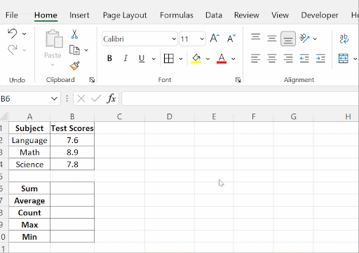 Average function excel