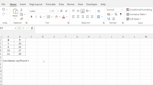 CORREL function excel