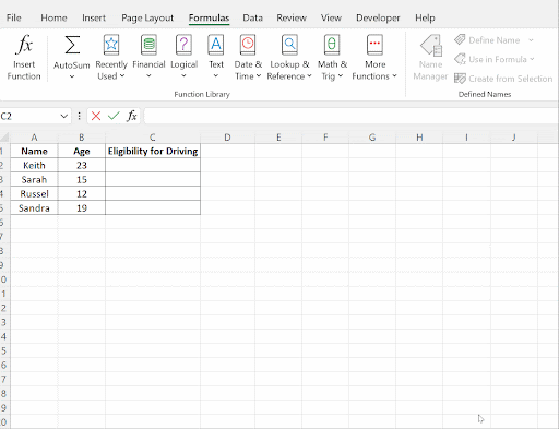 example of IF() function