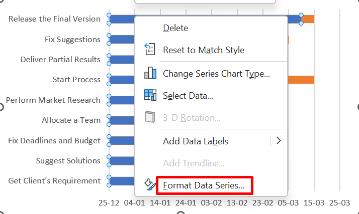 editing excel gantt chart