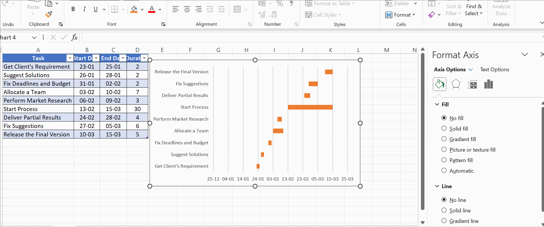 gantt chart in microsoft excel