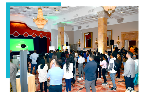 AOLCC graduates attentively listening to speakers at Summer Career Fair