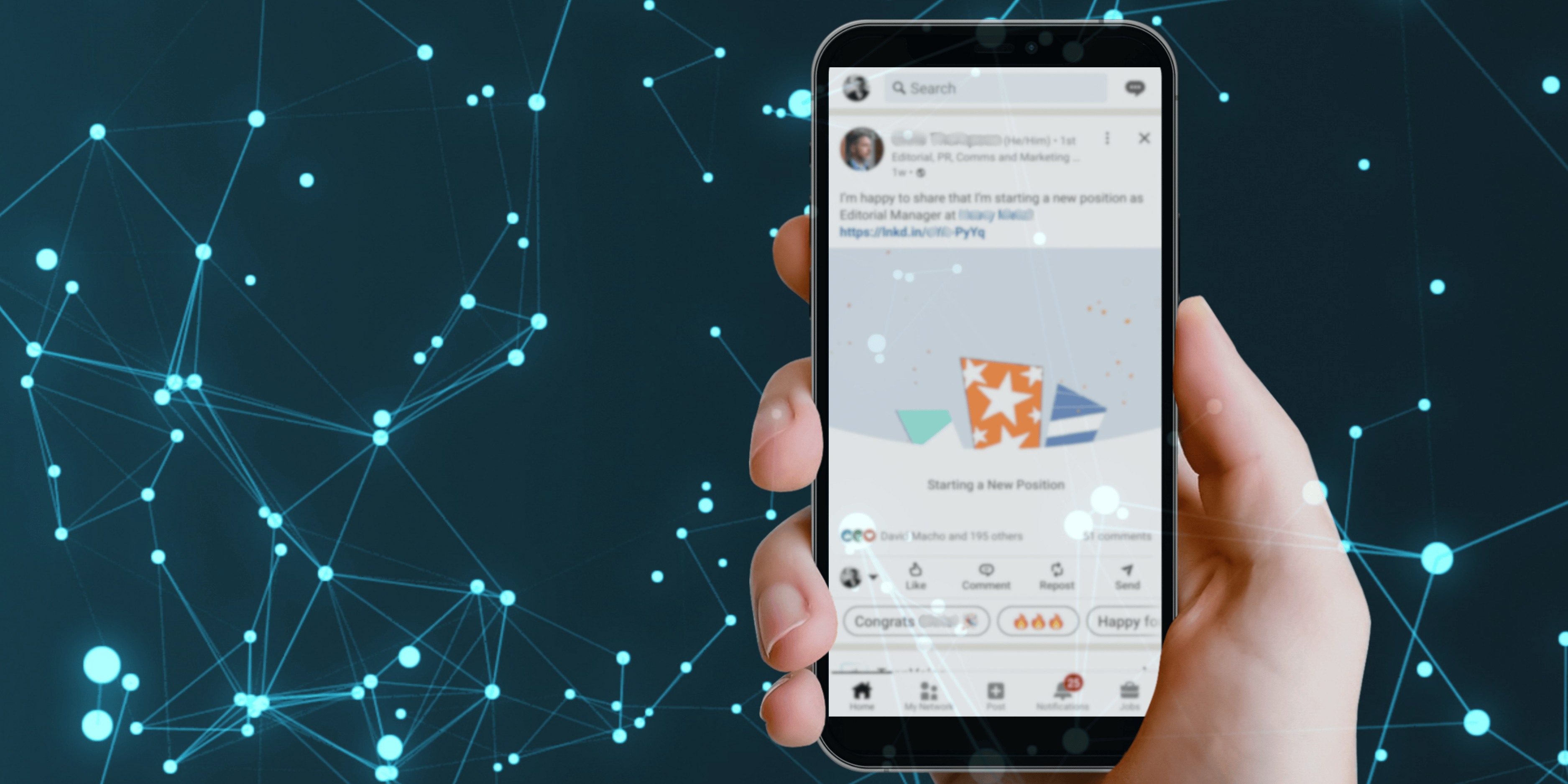 Phone screen showing LinkedIn app, representing professional networking and career development opportunities