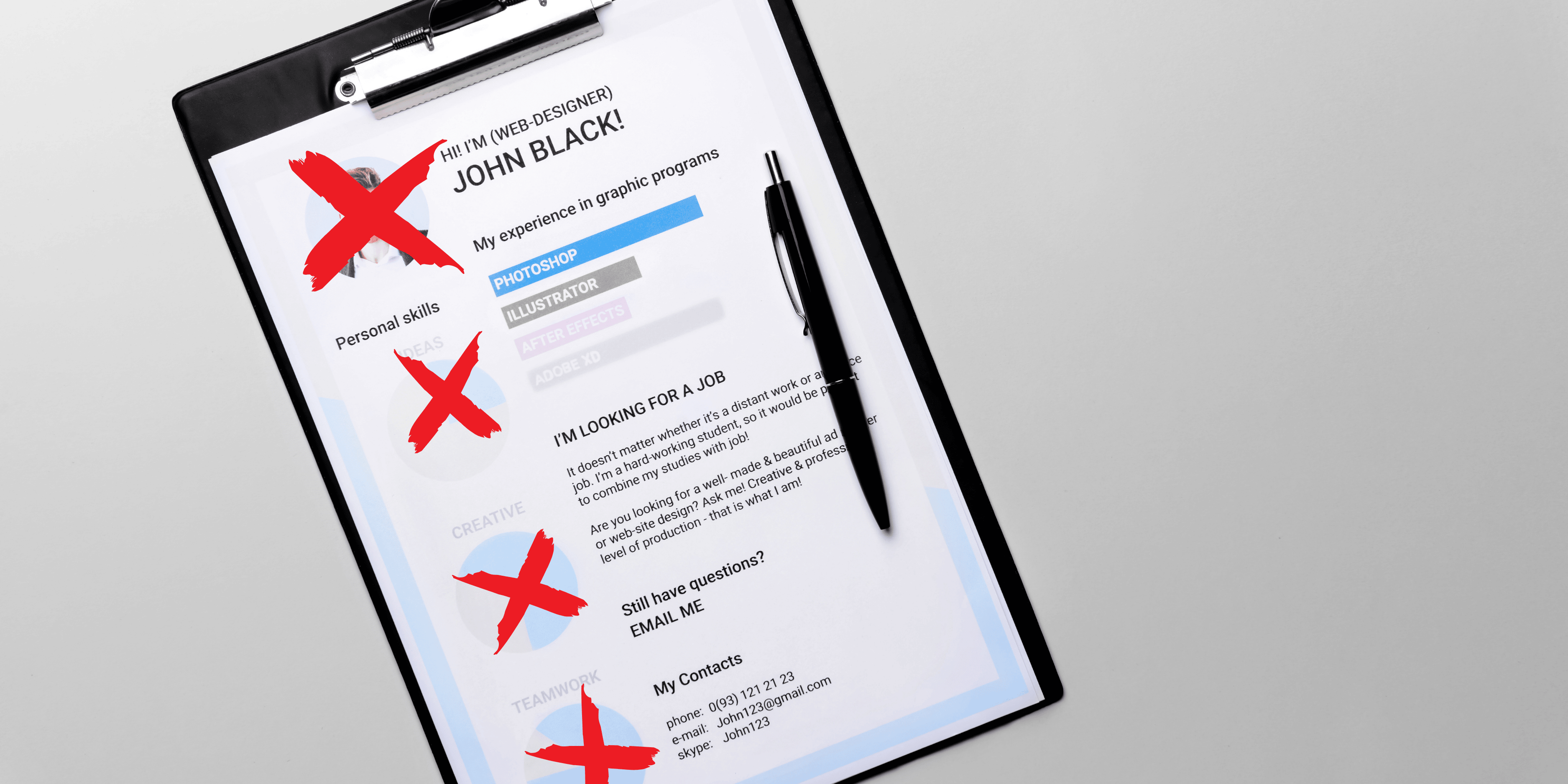 Resume with images and complex graphics marked for removal